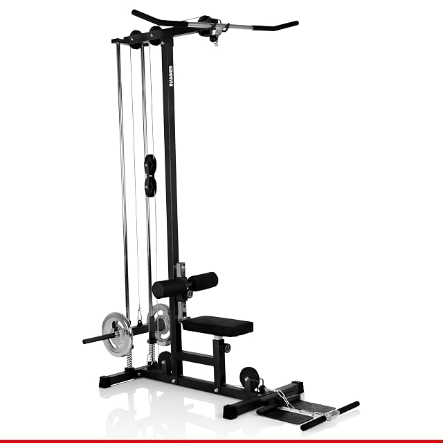 HAMMER Finnlo Multi-Lat-Tower con sedile, barra per dorsali e cavo per rematore basso integrato
