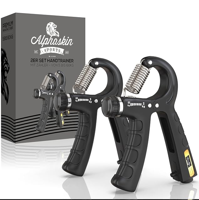 Coppia di gripper da mano ALPHASKIN neri con contatori