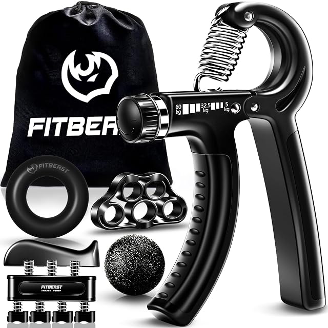 Corredo per l'allenamento della presa FitBeast di cinque pezzi con un gripper regolabile e accessori