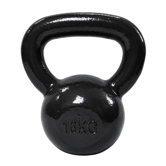 Kettlebell Amazon Basics in ghisa verniciata nera, 16 kg