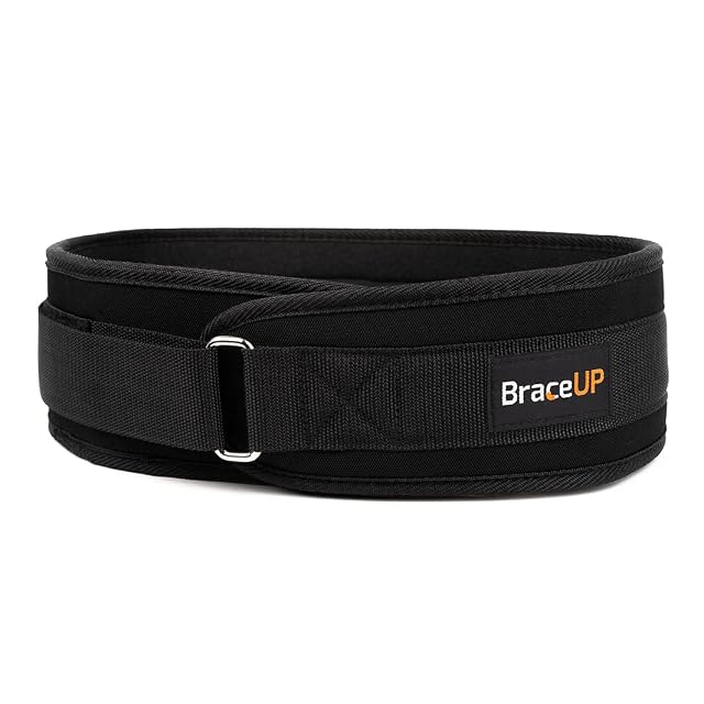 Cintura da sollevamento pesi BraceUP nera da 10 cm con chiusura a strappo