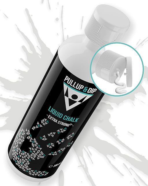 Flacone PULLUP & DIP sdraiato su uno schizzo bianco, il tappo a ribalta mostrato aperto in un riquadro tondo