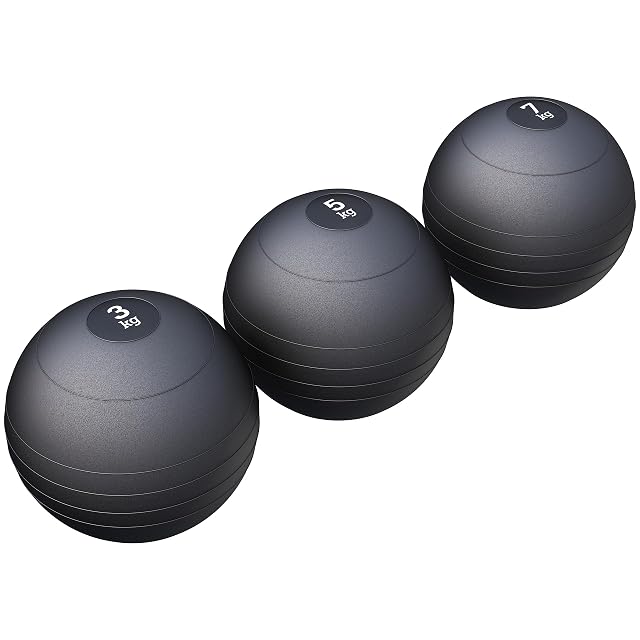 Set GORILLA SPORTS di tre palle d'urto nere in gomma da 3, 5 e 7 kg