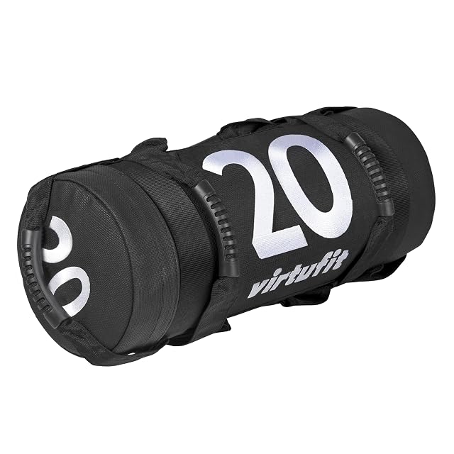 Power bag VirtuFit riempito da 20 kg in pelle sintetica con maniglie antiscivolo