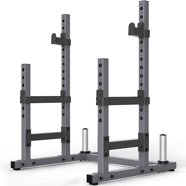 Rack per squat PASYOU SR30 con montanti d'acciaio spessi, ganci a J e perni portadischi