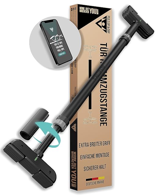 Barra telescopica da vano porta PULLUP & DIP con manicotti di presa imbottiti regolabili