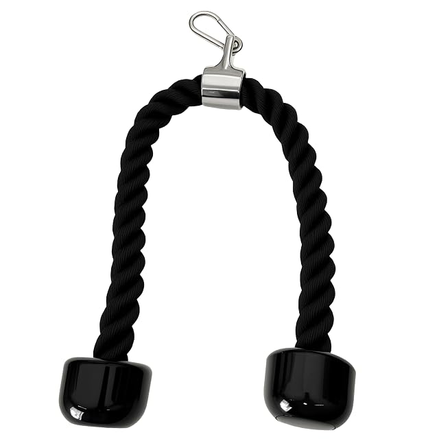 Corda qibylift in nylon nero ritorto con fermi stampati alle estremità e una clip girevole cromata in cima
