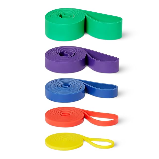 Set Amazon Basics di cinque elastici di resistenza a codice di colore