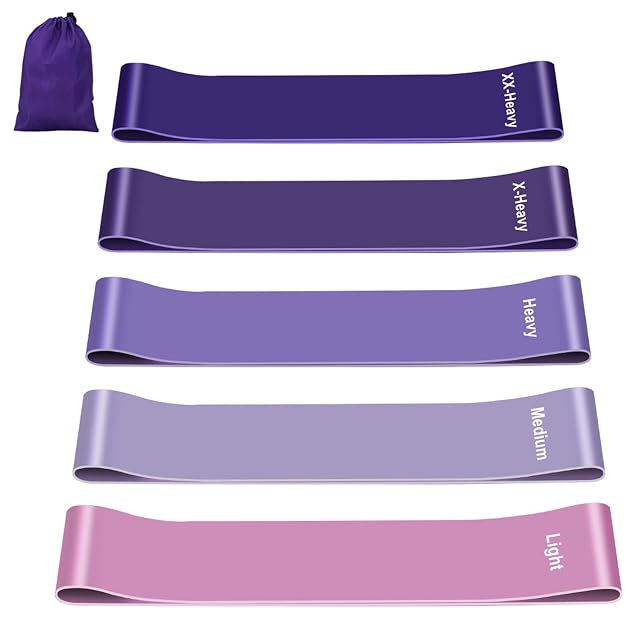 Set Fokky di cinque elastici di resistenza colorati in lattice con una borsa