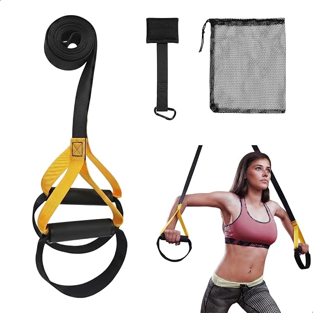 Set trainer a sospensione xtemtoamz con maniglie in schiuma, staffe per i piedi e ancoraggio da porta