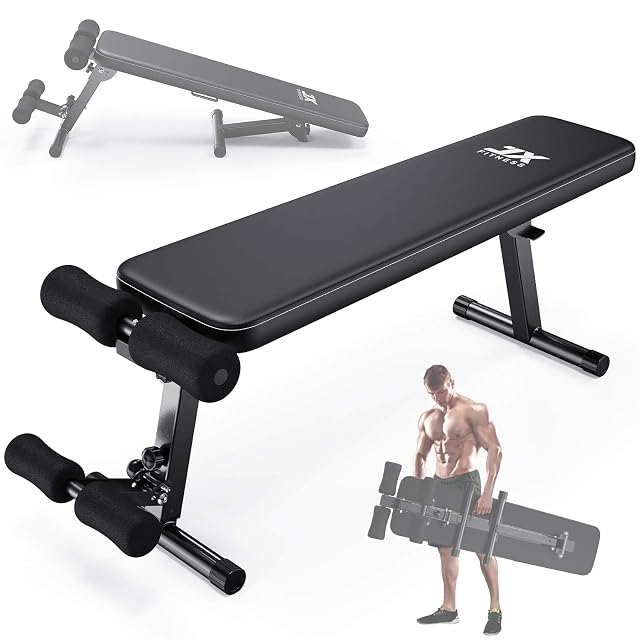 Panca multifunzione pieghevole JX FITNESS con fermagambe, mostrata in piano