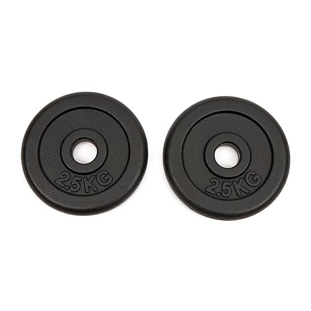 Due dischi WORQOUT in ghisa nera da 2,5 kg con foro centrale da 30 mm