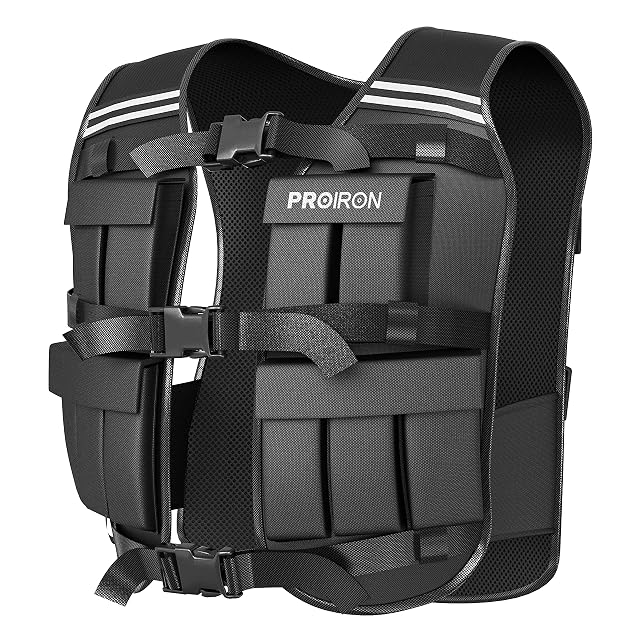 Gilet zavorrato regolabile PROIRON con strisce riflettenti e fodera in rete traspirante