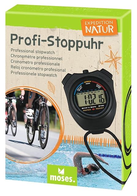 Confezione moses Expedition Natur, verde e arancione, il cronometro nero stampato sul davanti che segna 1:02:16